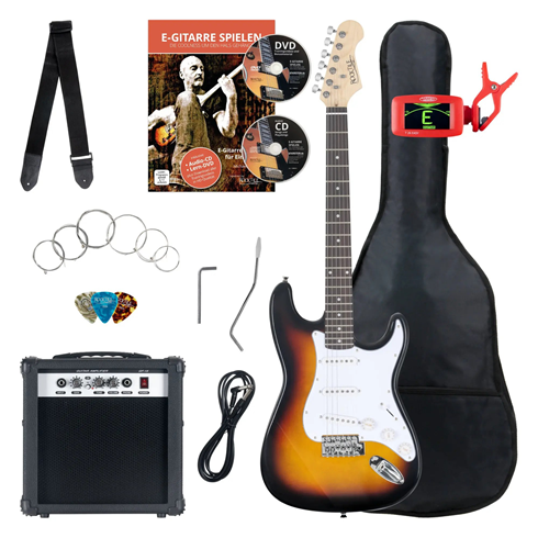 Rocktile ST Pack Electric Guitar Set Sunburst incl amp, gig bag, tuner, cable, strap and strings