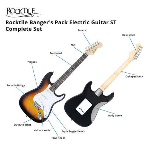 Rocktile ST Pack Electric Guitar Set Sunburst incl amp, gig bag, cable, strap and strings