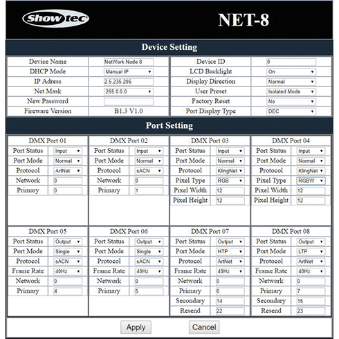 Showtec NET-8/3